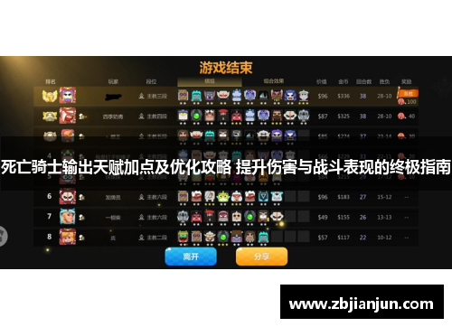 死亡骑士输出天赋加点及优化攻略 提升伤害与战斗表现的终极指南
